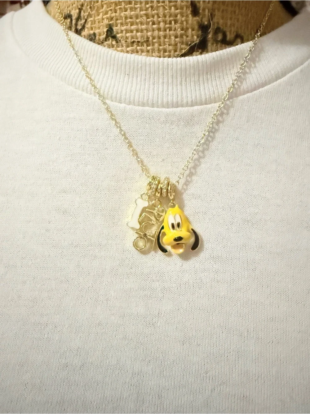 Pluto Yellow Enamel Dog Charm Necklace - Pets Dog Accessory